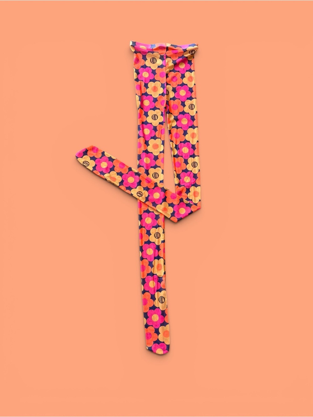 Colorful Floral Tights - Pink, Orange & Yellow